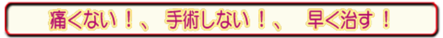 痛くない！手術しない！早く治す！